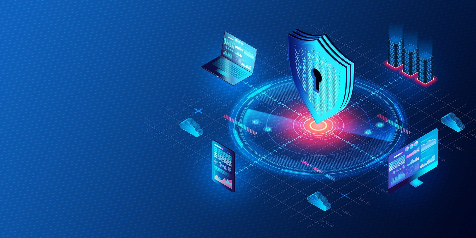 Cloud-based Cybersecurity Solutions - Secure Corporate and Institutional Networks - Endpoint Protection - Security Service Edge and Secure Access Service Edge - 3D Illustration